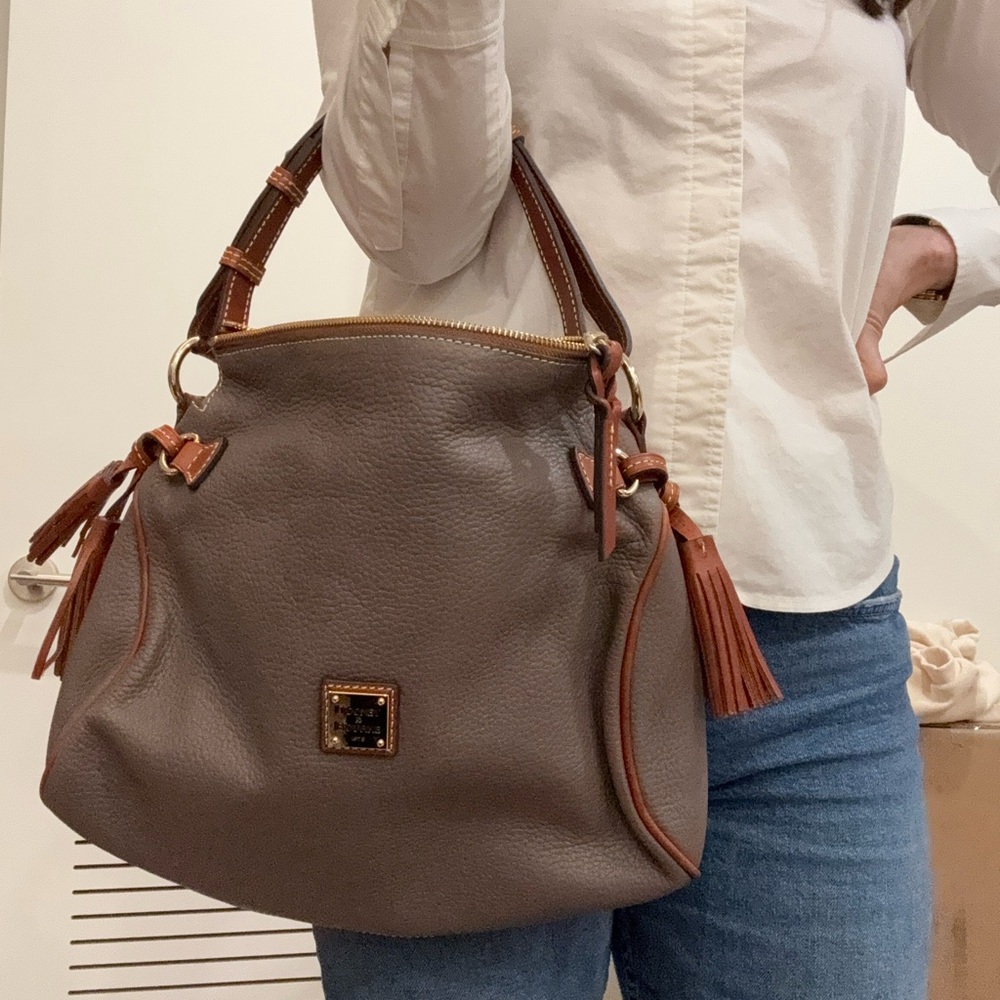 Dooney & Bourke Taupe Leather Hobo Bag